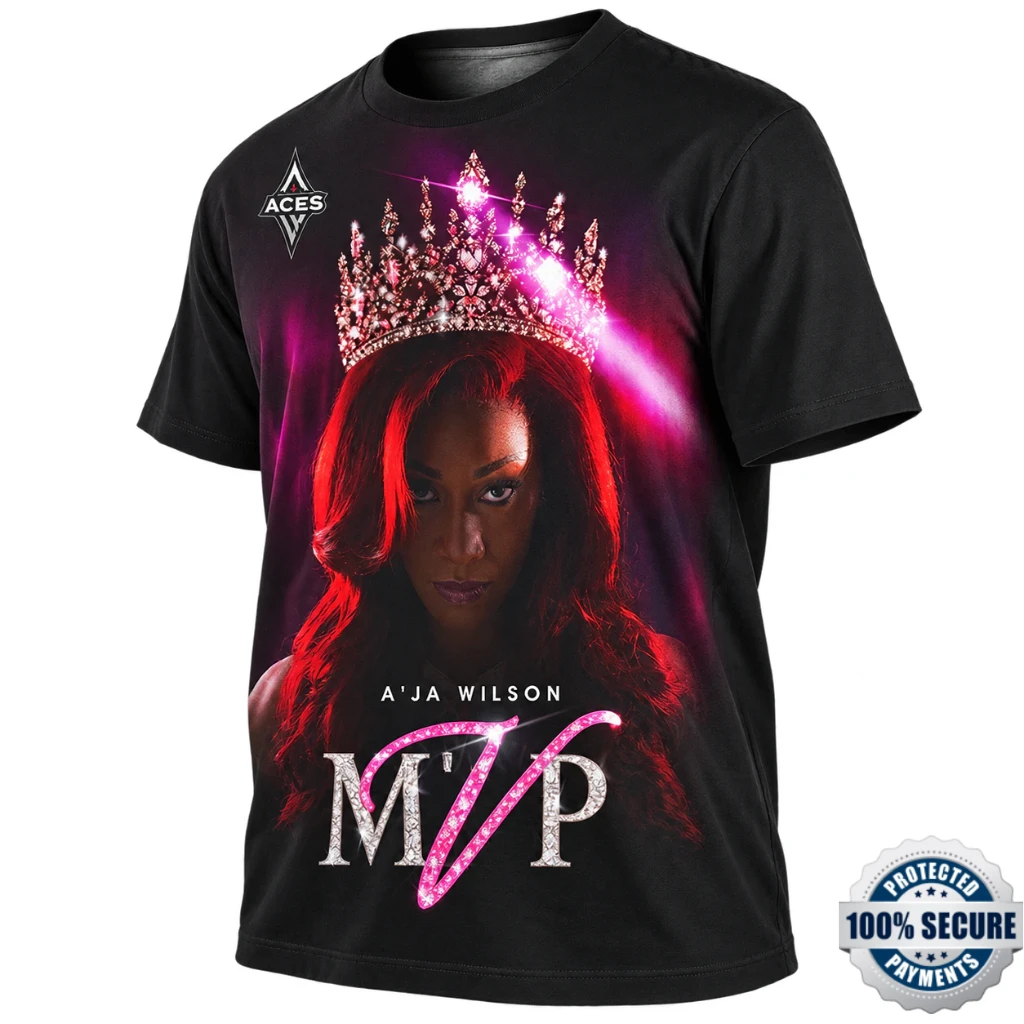 A’ja Wilson Las Vegas Aces 2026 WNBA MVP Five Of A Kind All Over Print T-Shirt