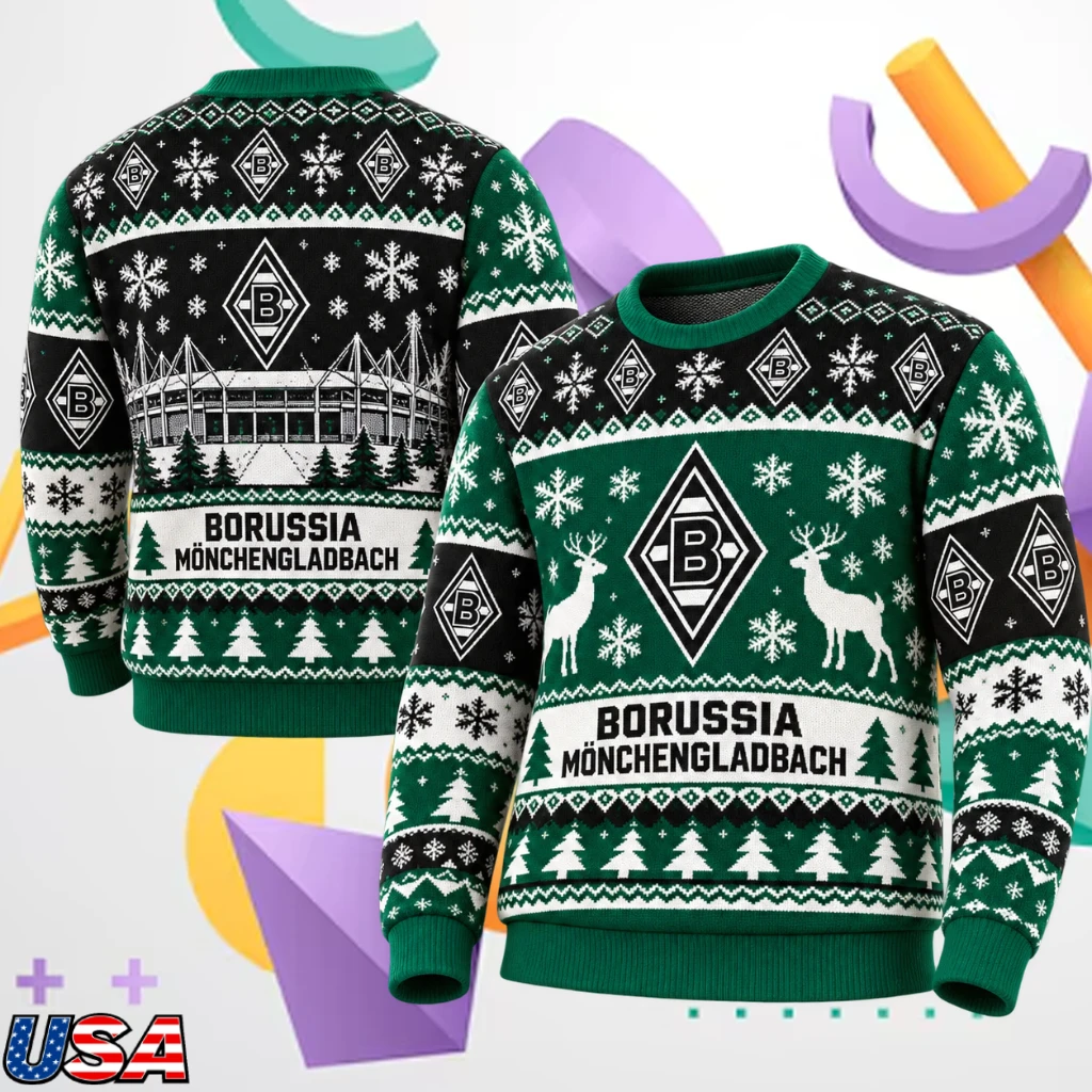 Borussia Monchengladbach Green Reindeer Christmas Sweater