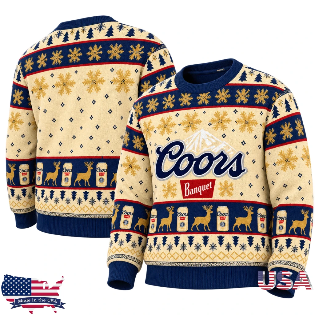 Coors Banquet Vintage Reindeer Snowflake Christmas Sweater