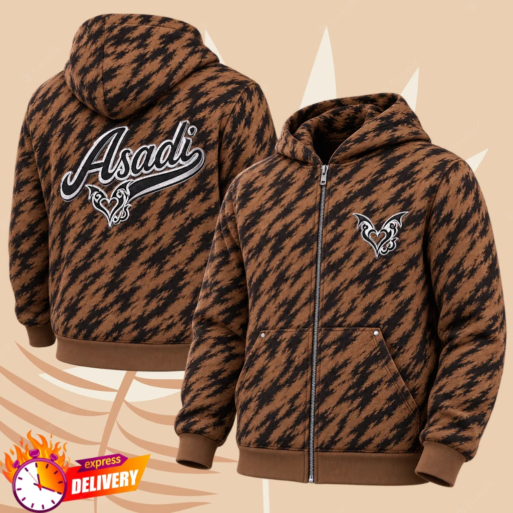 ASADI X LOVESICK Collection Brown Zip Up Hoodie